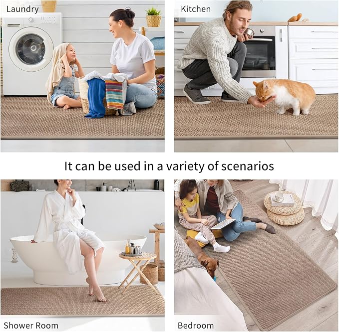 YDKGL Kitchen Mat Set of 2 PCS, Cushioned Non Slip Rugs for Kitchen Floor, Absorbent Runner Comfort Standing Mats Washable for Kitchen,Floor，Office, Home （Brown 17x30+17x59）