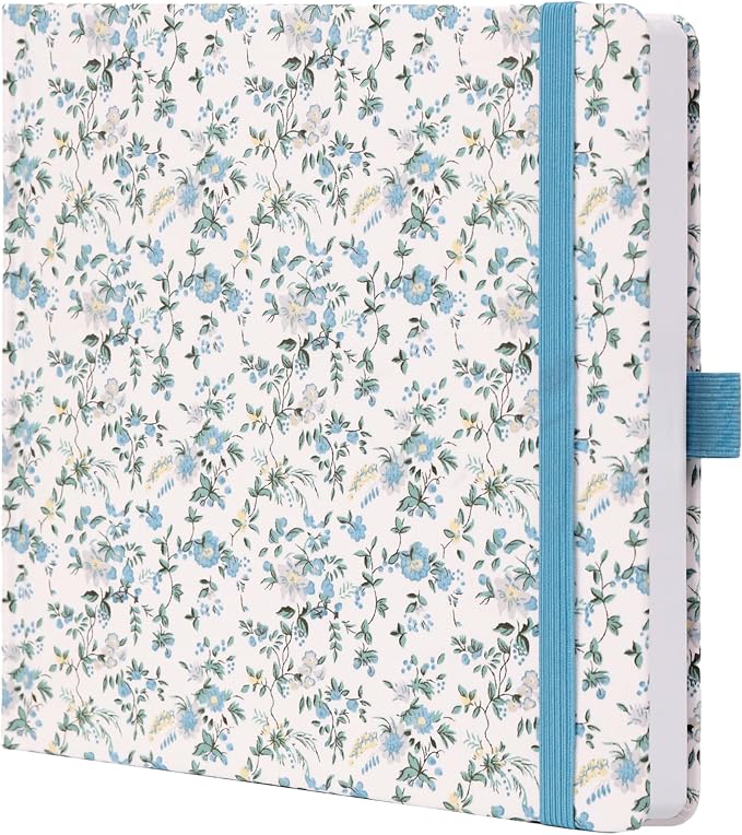 TIEFOSSI Dotted Journal Notebook, Dot Grid Notebook for Women Men, Fabric Flower Journal, 160 GSM Thick Paper, 160 Numbered Pages, 8 x 8 Square Diary