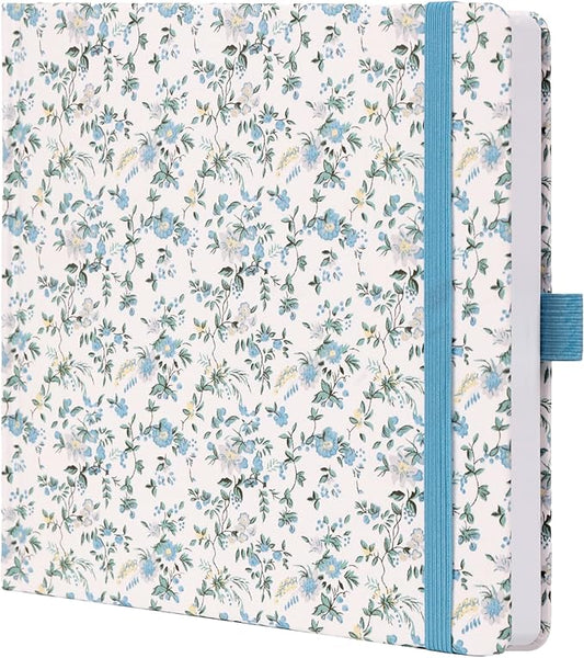 TIEFOSSI Dotted Journal Notebook, Dot Grid Notebook for Women Men, Fabric Flower Journal, 160 GSM Thick Paper, 160 Numbered Pages, 8 x 8 Square Diary