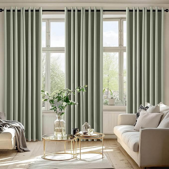 MIULEE Blackout Curtains for Bedroom Living Room 2 Panels, Thermal Insulated Room Darkening Drapes Grommet Noise Reducing Light Blocking Window Treatments 84 Inches Long 50x84 Inch Sage Green