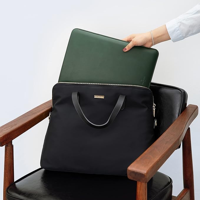 Comfyable Laptop Sleeve 15 Inch Precisely Compatible with MacBook Air 15" M5 M4 M3 M2 2026, Faux Leather Cover Case, Green