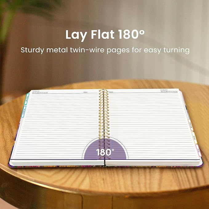 Large Spiral Lined Notebooks for Work with Removable Dividers & Tabs, 8.5"x11" Pretty Hardcover 5 Subject Notebook Journal for Women, College Ruled, Perfect for Study & Office Organization, 280 Pages,Lavender Sunset