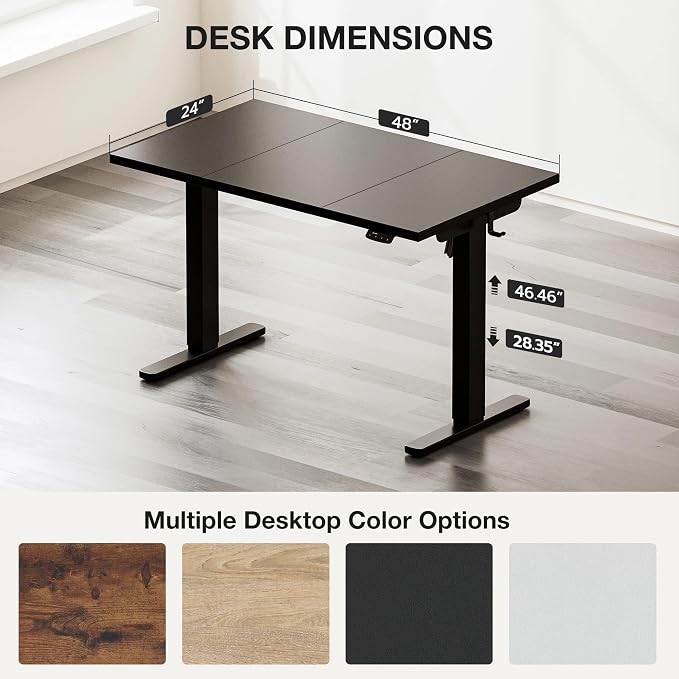 Acrolix Electric Standing Desk, Height Adjustable Home Office Desk with Memory Presets & Cable Management,Black Sit Stand Desk for Work from Home, Ergonomic Computer Desk (48" x 24")