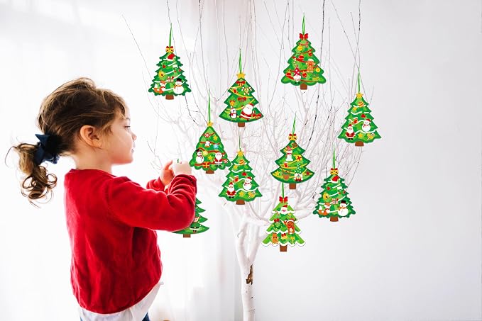 Renbuzhu 40PCS Christmas Crafts Bulk: Xmas Tree Paper Suncatchers DIY Kit for Winter Holiday Activities Decorations, Window Stained Glass Effect Art Ornaments