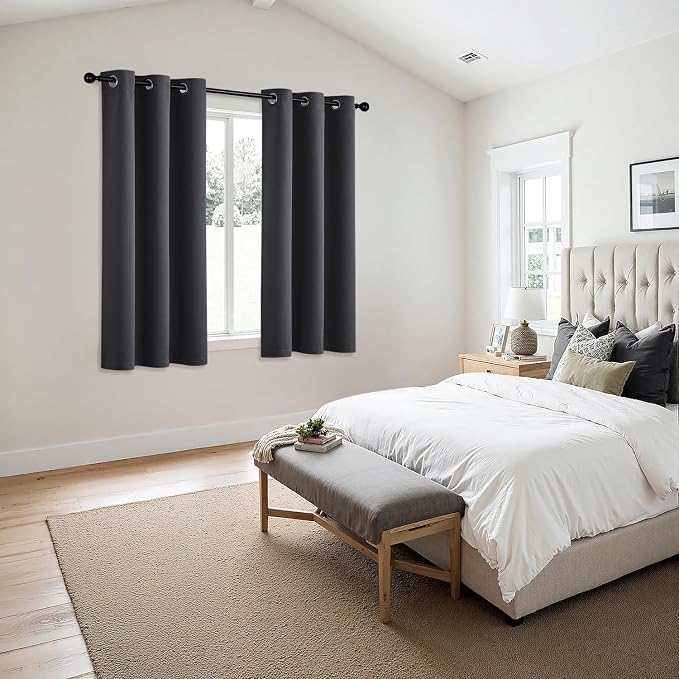 MIULEE Blackout Curtains for Bedroom Living Room 2 Panels, Thermal Insulated Room Darkening Drapes Grommet Noise Reducing Light Blocking Window Treatments 54 Inches Long 40x54 Inch Dark Grey