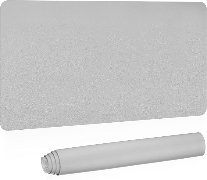 Patikil Desk Mat, 35"x17" Non-Slip Waterproof PU Leather Desk Pad Protector Dual Sided, Silver Tone