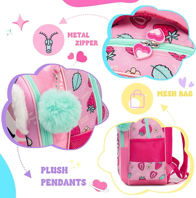 Kids Backpacks for Girls Backpack for School Cute Cat Travel Backpack for Kids with Lunch Box Kawaii Bookbag for Girls Back to School Supplies