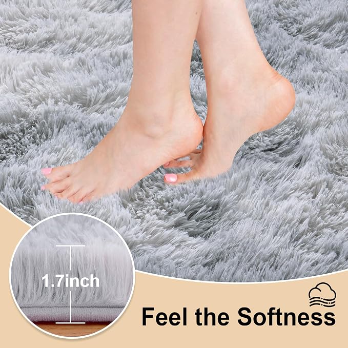 Mugorn Small Soft Shag Rugs for Bedroom, 2x3 Fluffy Area Rugs for Living Room