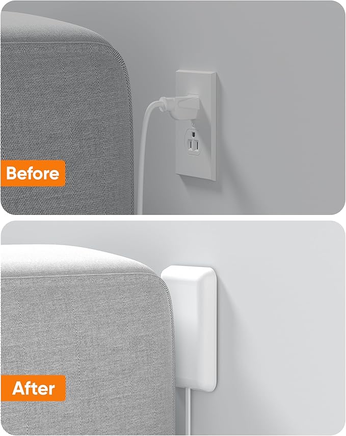 Olcorife Flat Extension Cord with Outlet Cover, Flat Plug Power Strip with 6 Outlets, 3 FT Cord Hidden Outlet Extender for Tight Spaces, Pack of 2