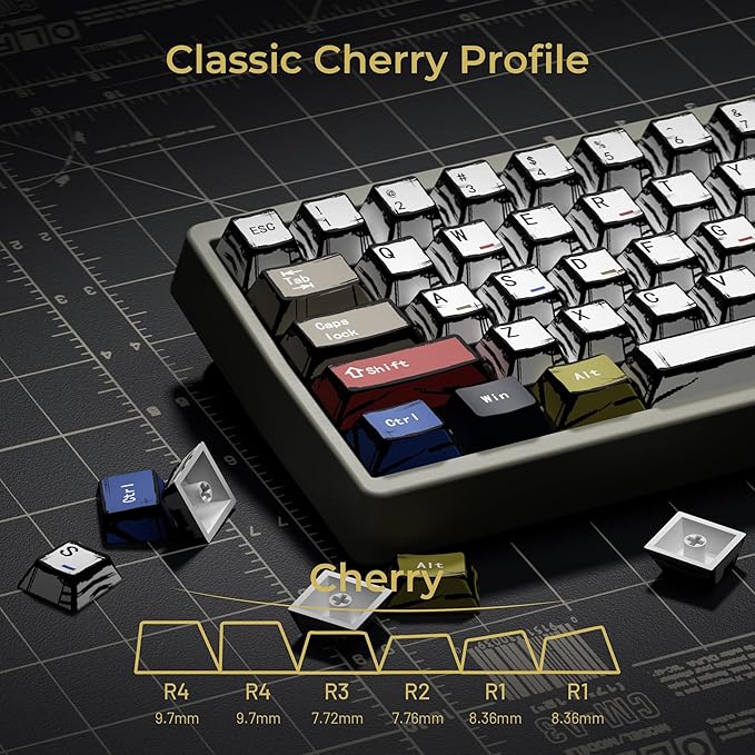 XVX Retro PBT Keycaps, Cherry Profile Keycap Set, Dye Sublimation Graffiti Keyboard Keycaps Suitable for 60% 65% 75% 80% 100% MX Switches Mechanical Keyboard
