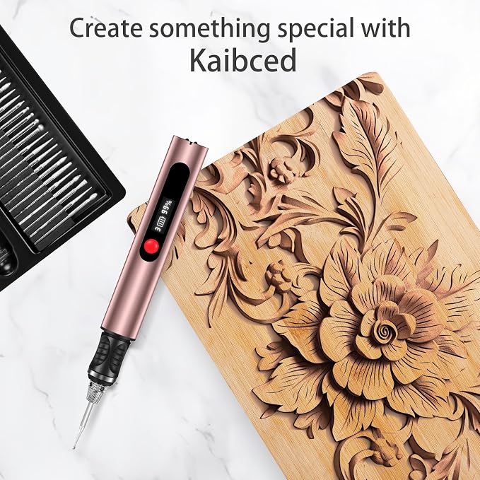 Engraving Pen, Ultimate Cordless Engraving Pen for Artists & DIYers - Engrave 60+ Surfaces - Beginner Friendly- 30 Bits & Mastery Guide (Rose)