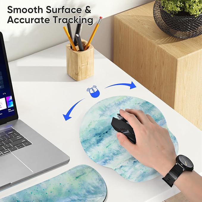 Ergonomic Keyboard Mouse Pad Wrist Rest Support Set for Laptop/Computer/Desktop,Memory Foam Hand Rest Wrist Cushion for Gaming/Office,Lightweight Comfortable & Pain Relief (Landscape Painting)