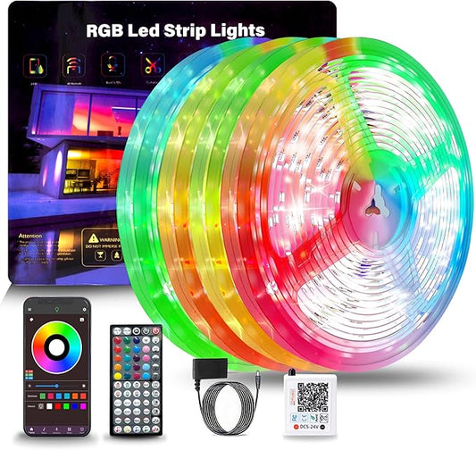 400FT Led Lights for Bedroom, Color Changing RGB Led Strip Lights Indoor, Music Sync Led Light Strip with Remote and App Control, DIY Led lights for Room Home Decor Ambient Lighting (4*100FT)