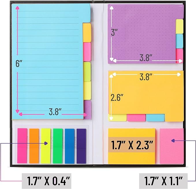 Mr. Pen- Sticky Notes Set, 410 Pack, Ruled, Dotted & Blank Notes | with 150 Index Tabs, Divider Sticky Pads for Bible Study, Office, School, Planning
