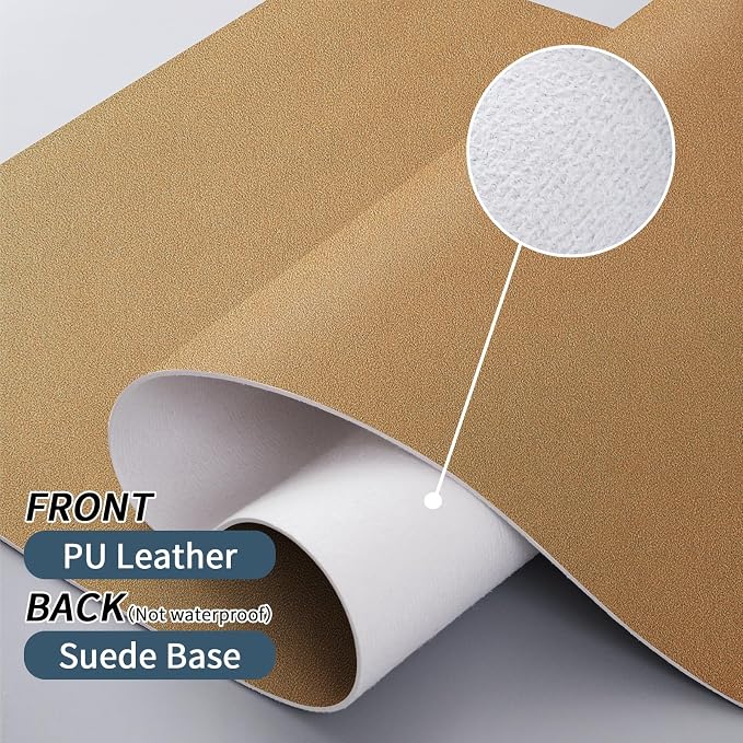 Bloss Leather Desk Mat, Gold Mouse Pad, Non-Slip/Waterproof Desk Pad, Desk Matt for Desktop, Desk Pad Mat for Office Work/Home - Copper Gold(27.6 x 13.8 Inches)