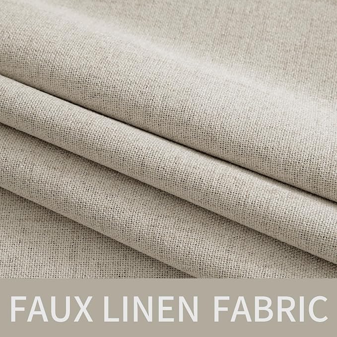 MIULEE 100% Blackout Linen Curtains for Bedroom Thermal Insulated Cobblestone Grommet Room Darkening Curtains & Drapes for Living Room 52 x 96 Inch (2 Panels)