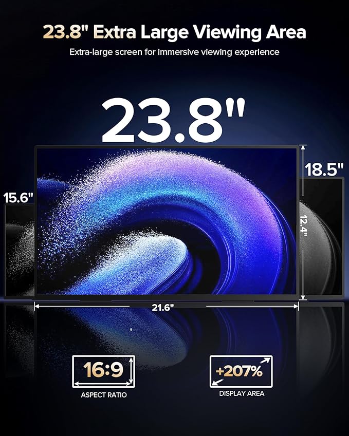 Newsoul 23.8'' Portable Monitor 144Hz Gaming Monitor, 145% sRGB | 2000:1 | FreeSync Built-in Adjustable Stand, Speaker and VESA, USB-C HDMI Large Second Screen for Laptop, Mac-Book, PC, Game Console