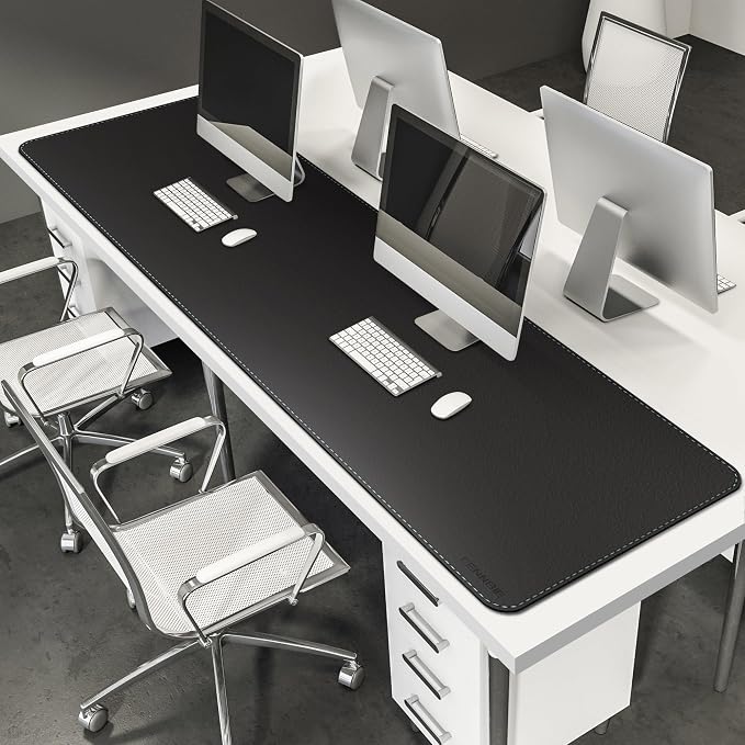 CENNBIE Leather Desk Mat, 59” x 23.6” Extra Large Desk Pad Blotter Protector, Extended Non-Slip Mouse Pad, Waterproof PU Leather Desk Mat on top of desks Large for Office and Home (Black)