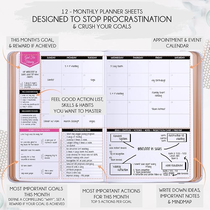 Deluxe 2026 Planner Weekly and Monthly | Law of Attraction Planner with Productivity App | 12-Month for Productivity, Gratitude & Goal Setting | Includes Foldable Vision Board, Gift Box & Stickers