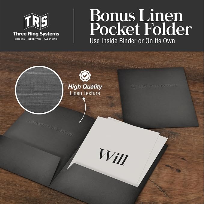 TRS Estate Planning Binder Kit – Pre-Labeled Tabs, Sheet Protectors | 1.5" D-Ring Faux Leather Organizer for Wills, Trusts, Power of Attorney & End-of-Life Planning | Burgundy