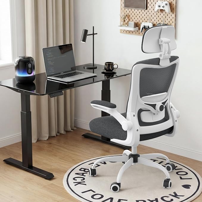 Ergonomic Office Chair for Long Hours, Adjustable Padded Lumbar Support for Lower Back Relief, 330 lb Capacity, Comfortable Computer Desk Chair for Home Office, Work & Study