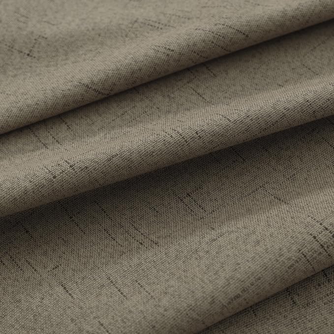 KOUFALL Soundproof Blackout Curtains 90 Inch Long Linen Black Out Noise Reducing Curtains for Bedroom Living Room 52x90 in Length 2 Panels Set,Light Brown Dark Taupe