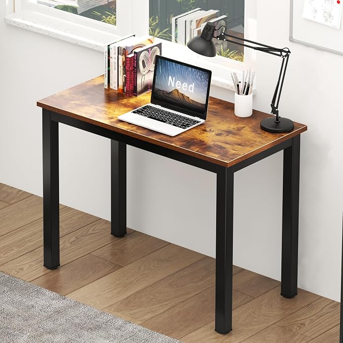 Need Small Computer Desk, 31.5 inch Foldable Writing Desk for Small Spaces, Sturdy and Heavy Duty Compact Desk, Study Table Laptop Desk No-Assembly, Rustic Brown