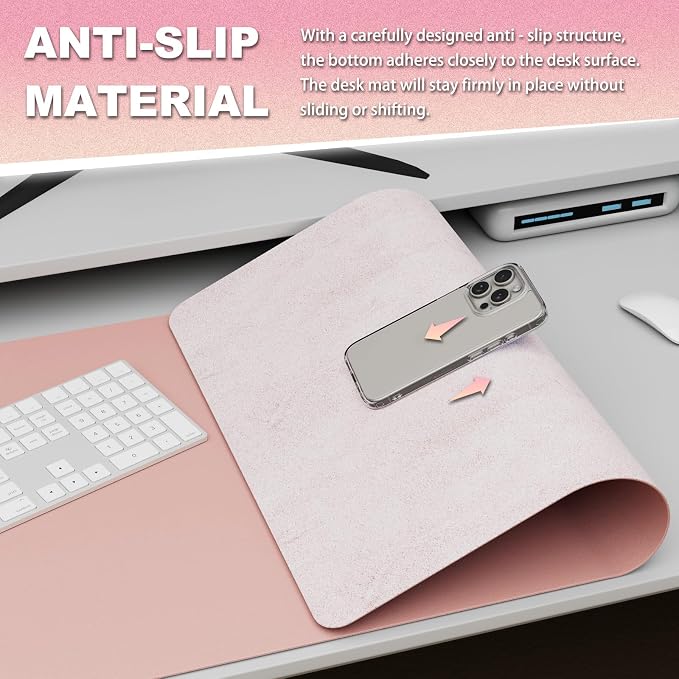 K KNODEL Large Desk Protector Mat and Pad for Office (Pink, 15.7" x 31.5") | Waterproof Desk Mat, Desk Pads and Blotters, Desktop Mat, Desk Protector and Cover, Office Computer, Laptop and Keyboard Mat