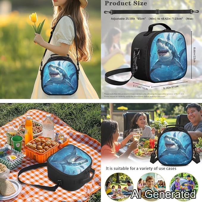 Ystardream Kids Backpack and Lunch Box Set Cool Shark 6Th Grade Backpack for Boys 17 Imch Bookbags with Spacious Interior Storage Pencil Case Water Bottle Sleeve for Children Travel and School Use