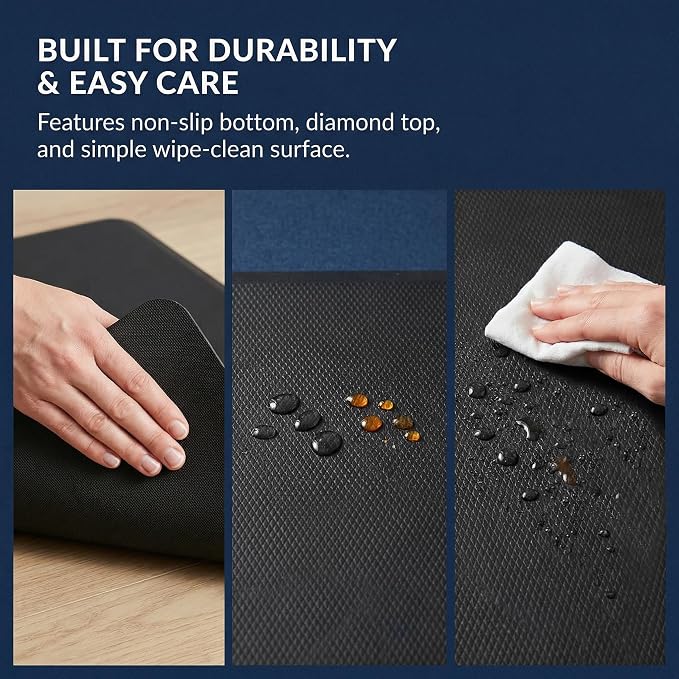 Anti Fatigue Floor Mat - 3/4 Inch Thick Kitchen Rug for Floor, Standing Desk Mat - Comfort at Home, Office, Garage - Non Slip Bottom, Durable and Stain Resistant (Black, 20" x 39")