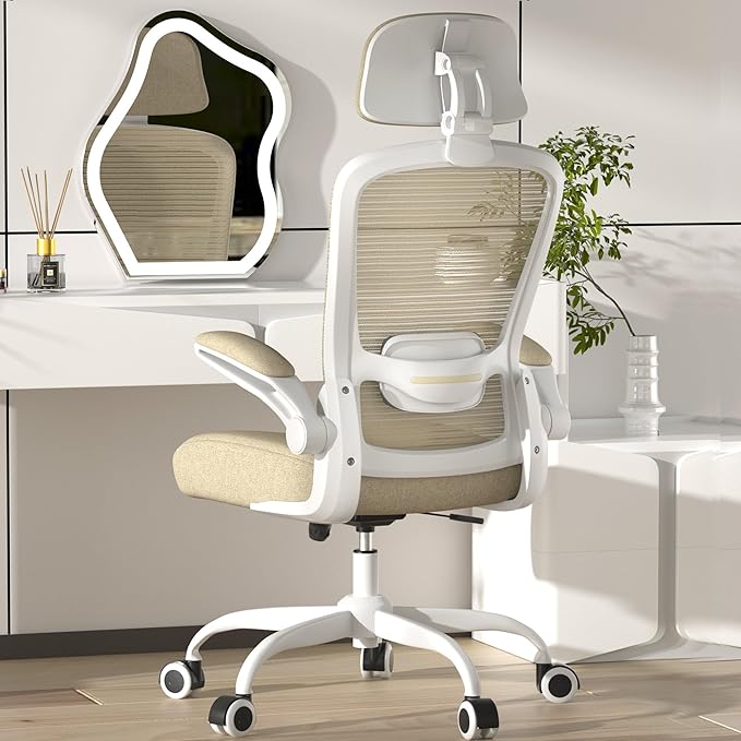 Mimoglad Office Chair, High Back Ergonomic Desk Chair with Adjustable Lumbar Support and Headrest, Swivel Task Chair with flip-up Armrests for Guitar Playing, 5 Years Warranty