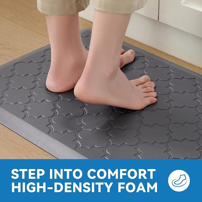 Kitchen Mat Cushioned Anti Fatigue for Floor, Grey | Anti Fatigue, Non-Slip, Waterproof, Comfort, Sink, Standing Desk, Laundry,Cushioned