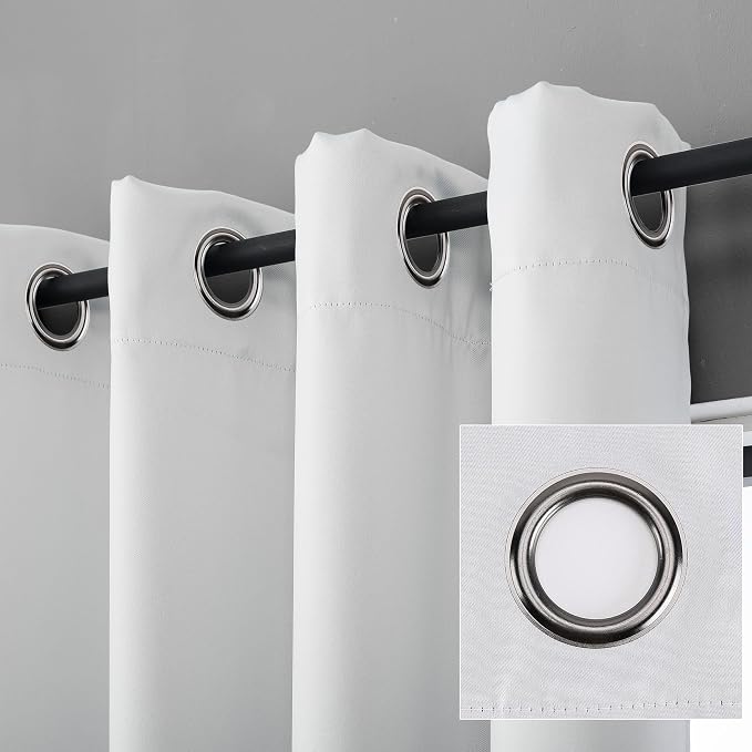 Sun Zero Nordic 2-Pack Theater Grade Noise Reducing Extreme 100% Total Blackout Grommet Curtain Panel Pair, Pearl Off-white, 52"W x 63"L (2 Panels)