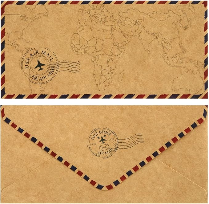 48 Pack Letter Writing Stationary Paper and Envelopes Set, Vintage Travel Design (6.9 x 9.25 In)