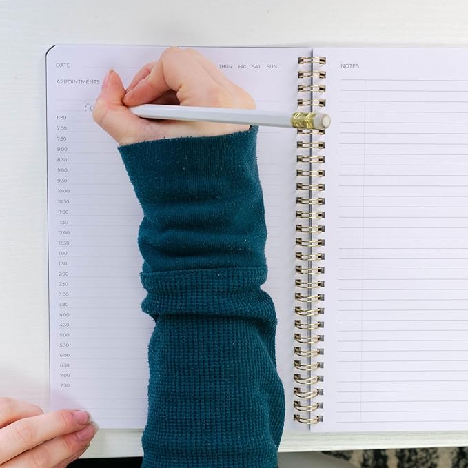 BLU MONACO | Daily Planner Undated Notebook | Navy Floral Spiral Hourly To Do List Planner | 160 Pages 80 Days | Organizer for Work Business School Appointments