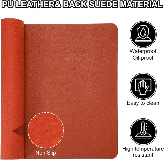 Patikil Desk Mat, 31"x15" PU Leather, Waterproof, Non-Slip Dual Sided Desk Pad for Office/Home/Study - Orange