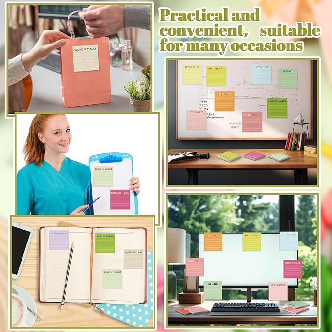 Yinder 24 Pcs Inspirational Sticky Notes Thank You Gift Motivational Sticky Note Pad Employee Appreciation Gift Bulk for Staff Coworker Teacher Nurse Office Groups 3 x 3'' (Inspirational,Macaroon)