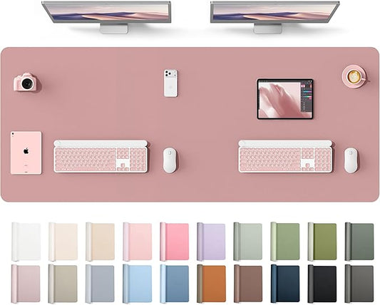 YSAGi Leather Desk Protector, Office Mat, Large Mouse Mat, Non-Slip PU Leather Blotter, Laptop Desk Mat, Waterproof Writing Pad for Office and Home(Pale Mauve, 63" x 24")