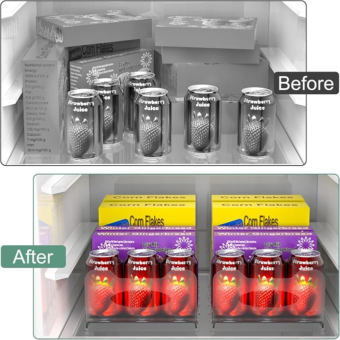 Freezer Organizer,12" Visible Fridge Organizer Rack with Removable Dividers | Freely Adjustable,Easy to Pull Out and Carry Handle, Fits Refrigerator Frozen Meals, Lunch Meat Box, Cheeses, Black