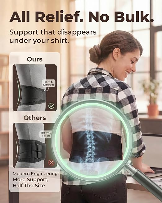 Sparthos Back Brace for Women & Men, Sciatica, Lower Back Pain - Black-SM