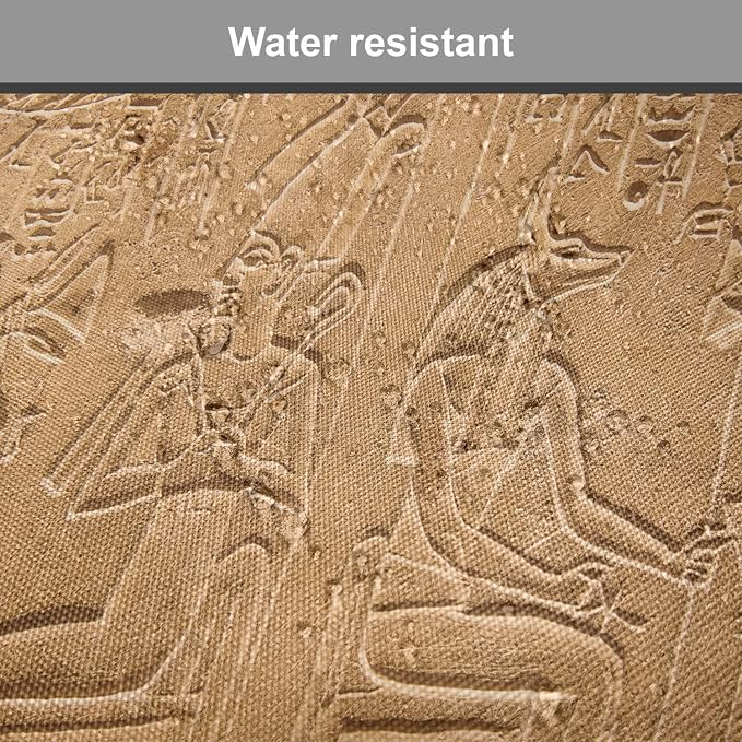 Lunarable Egyptian Print Chair Cushion Pads Set of 2, Egyptian Hieroglyphs on The Wall Stone Surface Scripts Arts Theme Image, Anti-Slip Seat Padding for Kitchen & Patio, 16"x16", Pale Brown