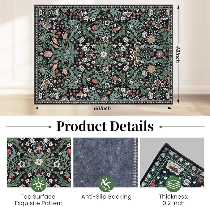Office Chair Mat for Hardwood Floor & Tile Floor,48"X 60" Heavy Duty Desk Chair Mat for Hard Floors, Under Desk Rug for Rolling Computer Chair,Anti Slip,Low Pile Carpet Floor Protector-Green Grass