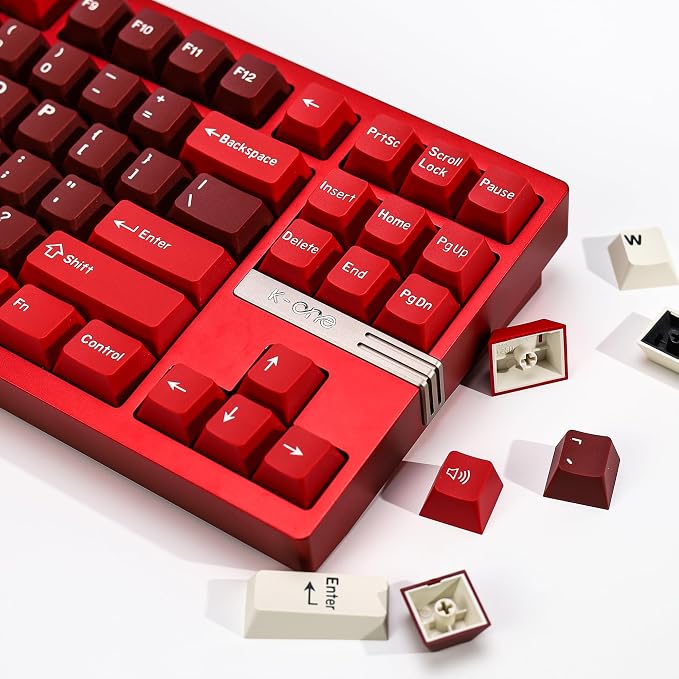 Jamon PBT Double Shot Keycap Set,174 Keys Red Custom Key Cap Keycaps 70 Percent Cherry Profile Keycaps for 61/64/68/84/87/100/104/108 Mechanical Keyboard