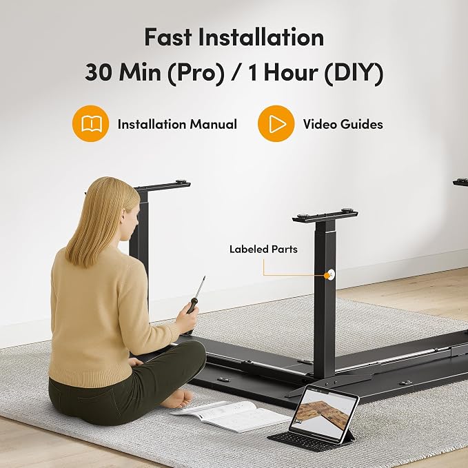 CubiCubi L Shaped Standing Desk 75 x 63 Inch Adjustable Height, Electric Corner Desk, Sit Stand Home Office Desk with Splice Board, Black(2 Packages)