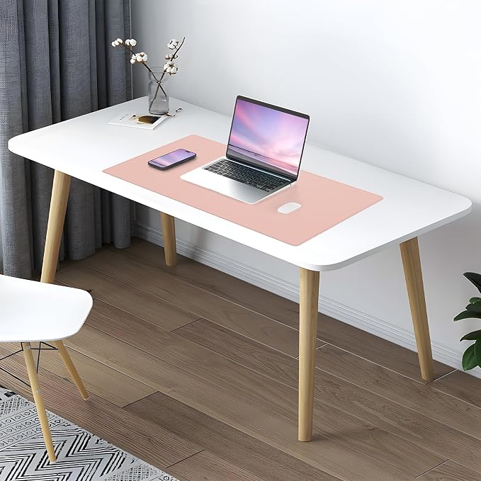 AFIING Cork Desk Mat, 31.5" x 17", Pink,Desk pad Protector | Dual-Sided Cork & PU Leather, Waterproof, Non-Slip, For Office & Gaming
