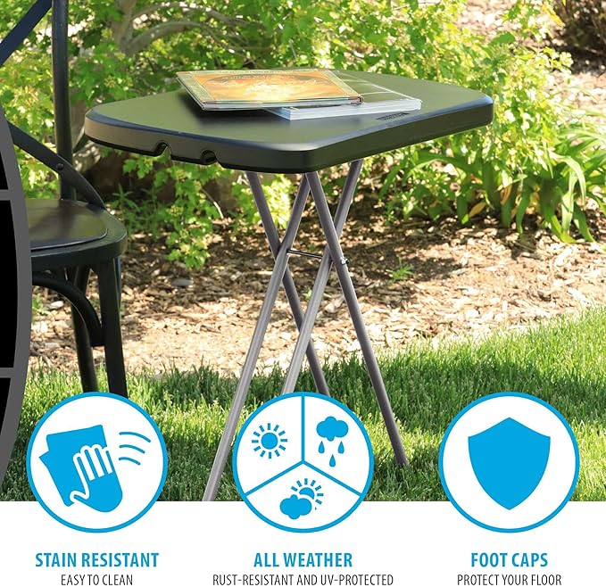 LIFETIME Adjustable Folding Laptop Table TV Tray, 26 Inch, Black