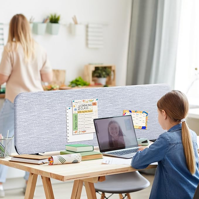 DECOLAB Freestanding Desk Divider, Portable Table Privacy Partition for Office, Home, Countertop, Shared Workspace, Study, Anti-Scratch, 48 x 18 Inch, Birch