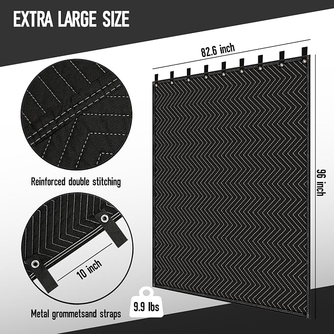 Large Sound Dampening Blanket,96" x 80" Sound Absorbing Studio Blanket,Noise Cancelling Studio Acoustic Blanket Curtain/Light Blocker/Moving Blanket