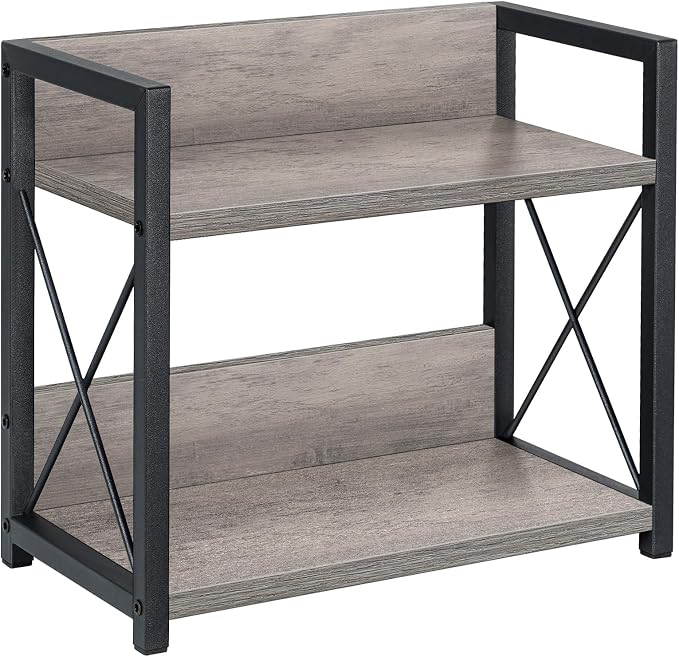 Giikin Countertop Shelf Organizer, 2 Tier Kitchen Spice Rack for Countertop, Wood Kitchen Counter Shelf for Home, Coffee Station Organizer (Grey,S)