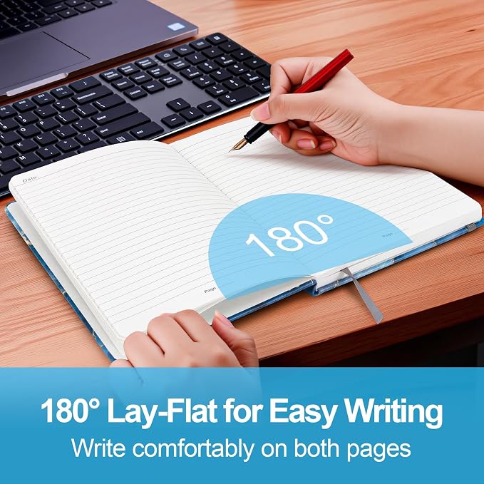Lined Journal Notebook A5, College Ruled Hardcover Journal for Women, 160 Pages with 100gsm Thick Paper for Writing, Work, Notes & Journaling, Gift for Women, Blue Marble
